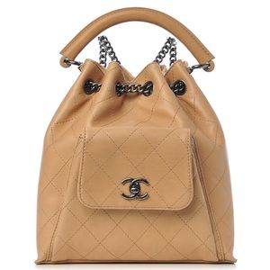 CHANEL Calfskin Stitched Urban Drawstring Backpack